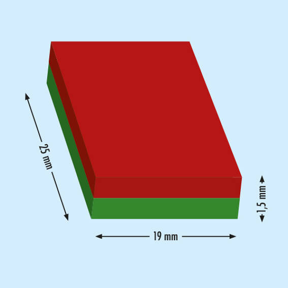 Neodymium Block Magnets 25mm x 19mm x 1.5mm High - N35