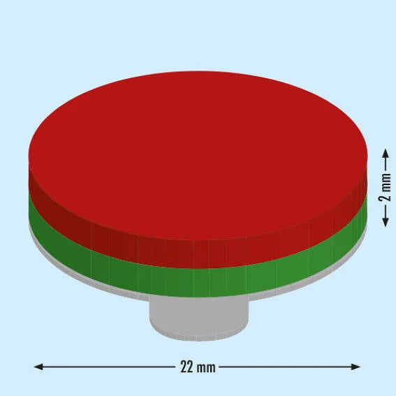 Neodymium Disc Magnets with Self-Adhesive Backing - 22 mm x 2 mm, N35